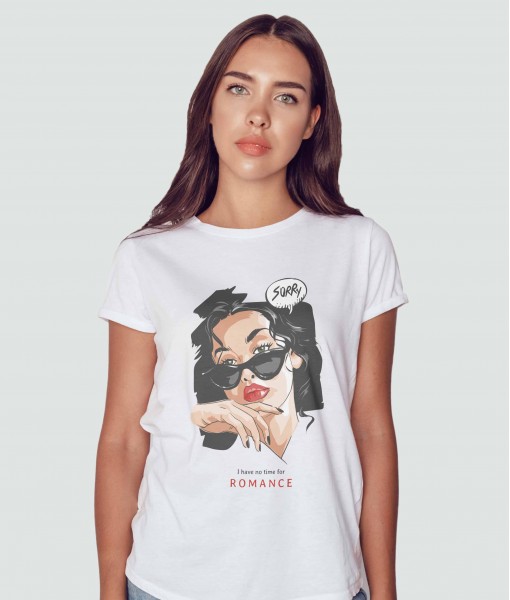 Дамска тениска с щампа Арт No time for ROMANCE